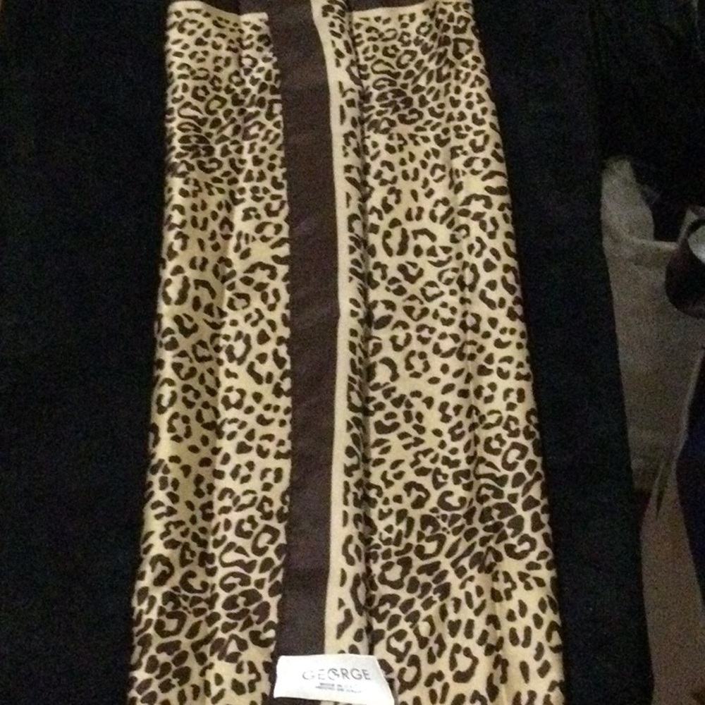 George Animal Print Scarf with Brown Trim